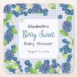Waterverf Bes Zoete Blauwe Baby Shower Kartonnen Onderzetters