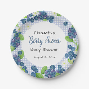 Waterverf Bes Zoete Blauwe Baby Shower Papieren Bordje