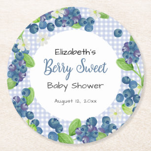Waterverf Bes Zoete Blauwe Baby Shower Ronde Kartonnen Onderzetter