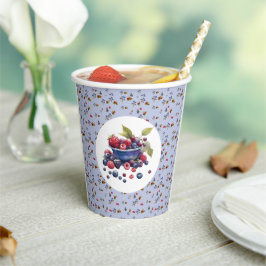 Waterverf Bes Zoete Blauwe Bessen Baby Shower Papieren Bekers