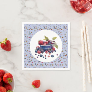 Waterverf Bes Zoete Blauwe Bessen Baby Shower Servet