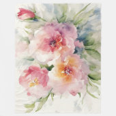 Waterverf beschilderd roze bloemen fleece deken (Voorkant)