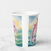 Waterverf beschilderd roze dolfijn papieren bekers (Links)