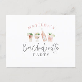 waterverf beschilderde drinken bachelorette party  uitnodiging briefkaart