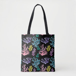 Waterverf beschilderde koralen naadloos patroon tote bag