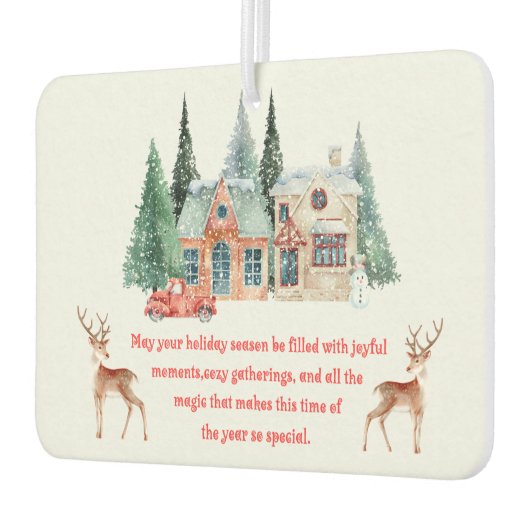 waterverf besneeuwd huis kerst luchtverfrisser (Links)