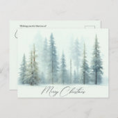 Waterverf besneeuwde bomen aangepaste kerst briefkaart (Voorkant / Achterkant)