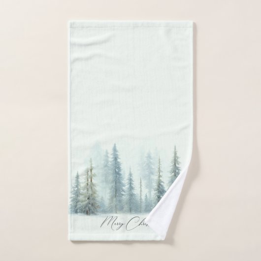 Waterverf besneeuwde bomen aangepaste kerst handdoek (Handdoek)