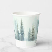 Waterverf besneeuwde bomen aangepaste kerst papieren bekers (Rechts)