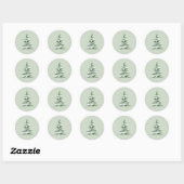 Waterverf besneeuwde kerstboom ronde sticker (Vel)