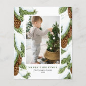 Waterverf besneeuwde pinecones foto kerst Kaart (Voorkant)