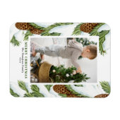 Waterverf besneeuwde pinecones kerstfoto magneet (Horizontaal)