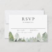 Waterverf besneeuwde winter Evergreen Forest Weddi RSVP Kaartje (Voorkant)