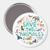 Waterverf Bespaar de dieren Magneet (Voorkant / Achterkant)