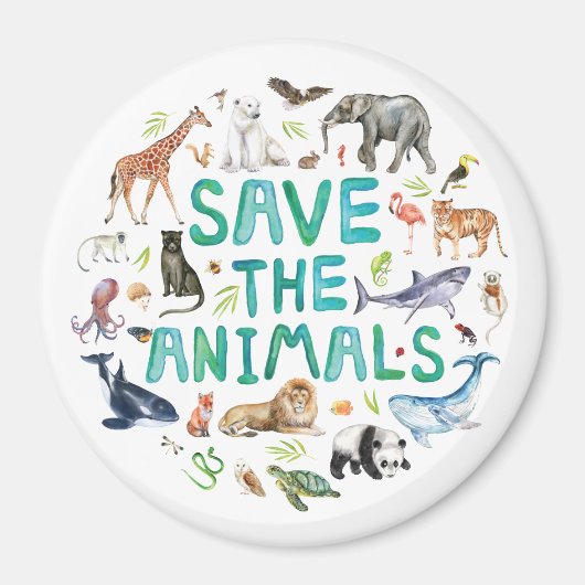 Waterverf Bespaar de dieren Magneet (Voorkant)