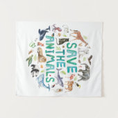 Waterverf Bespaar de dieren Wandkleed (Voorkant (horizontaal))