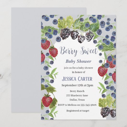 Waterverf bessen Blueberry Boy Baby shower Feestdagenkaart (Voorkant / Achterkant)