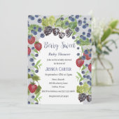 Waterverf bessen Blueberry Boy Baby shower Feestdagenkaart (Staand voorkant)