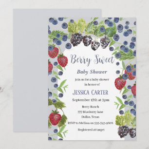 Waterverf bessen Blueberry Boy Baby shower Feestdagenkaart