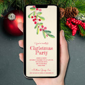 Waterverf bessen en bladeren kerst kaart