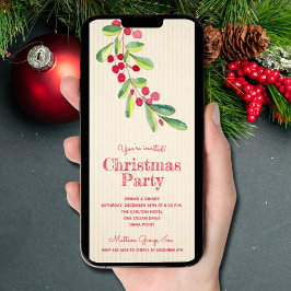 Waterverf bessen en bladeren kerst kaart