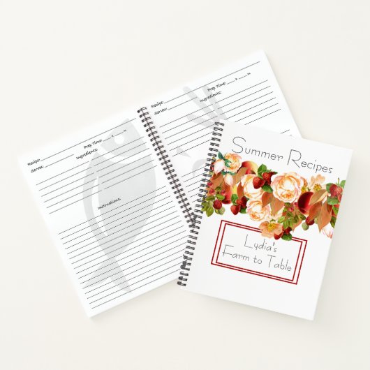Waterverf bessen en bloemen recept organisator notitieboek (Binnen)