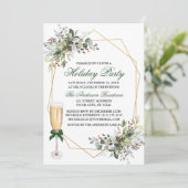 Waterverf Bessen Groen Vakantie Party Glass Kaart (Staand voorkant)