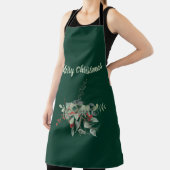 Waterverf bessen groen vrolijk kerstfeest schort (Insitu)