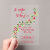 Waterverf Bessen Groene Kerst Acryl Uitnodigingen (Insitu (Draagbaar))