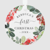 Waterverf bessen groene krans eerste kerst ornament (achterkant)