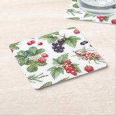 Waterverf bessen illustratie naadloos patroon kartonnen onderzetters (Schuin)
