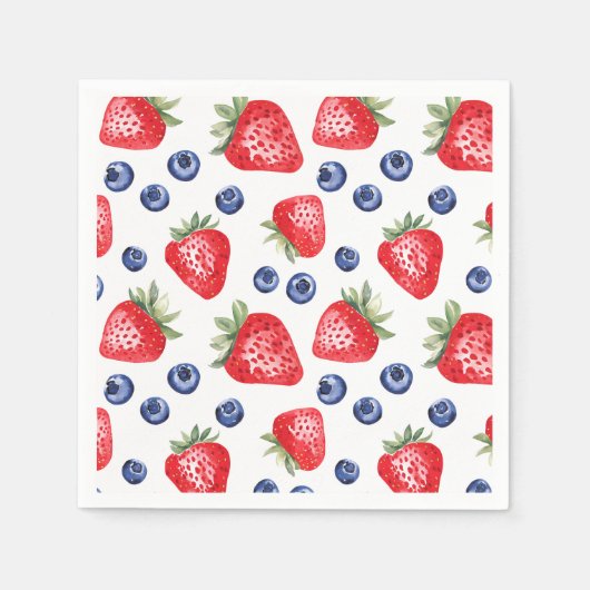Waterverf bessen Pattern Strawberry Summer Party Servet (Voorkant)