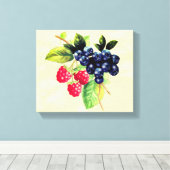 Waterverf bessen | Rasberry en Blueberry Canvas Afdruk (Insitu (Houten vloer))