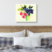 Waterverf bessen | Rasberry en Blueberry Canvas Afdruk (Insitu (Slaapkamer))