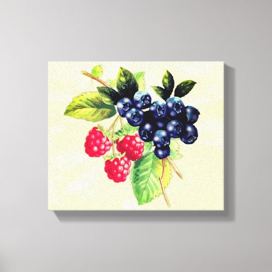 Waterverf bessen | Rasberry en Blueberry Canvas Afdruk (Voorkant)