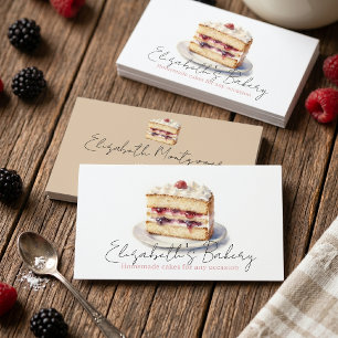 Waterverf-bessencake plakje thuisbakkerij visitekaartje