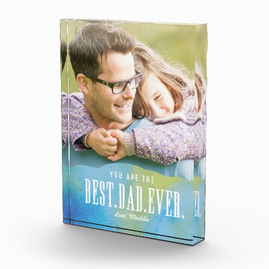 Waterverf Beste vader ooit acrylfotoblok Fotoblokken (Rechts)