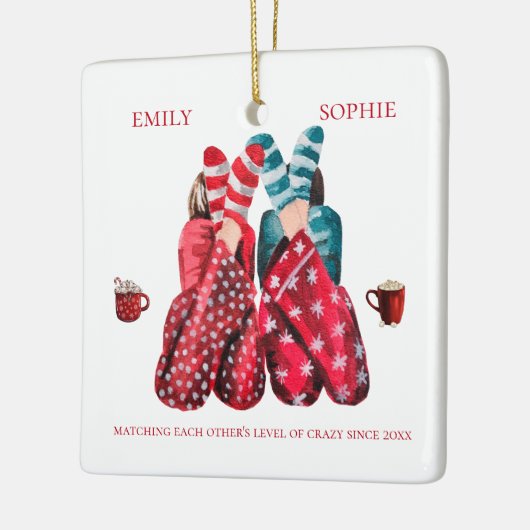 Waterverf beste vrienden één foto match mijn gek keramisch ornament (Links)