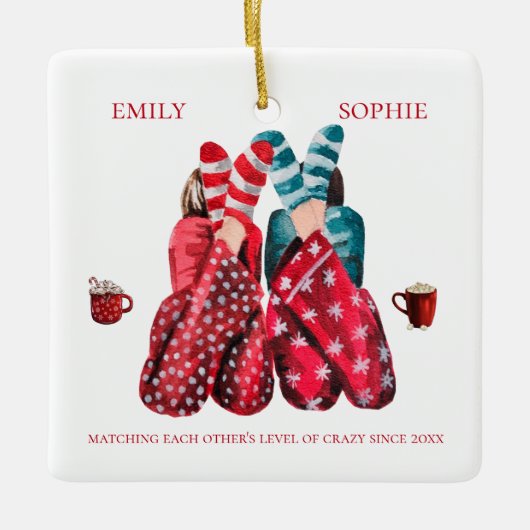 Waterverf beste vrienden één foto match mijn gek keramisch ornament (Voorkant)