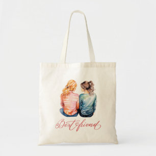 Waterverf beste vrienden tote bag