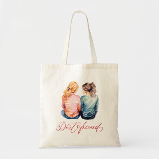 Waterverf beste vrienden tote bag (Voorkant)