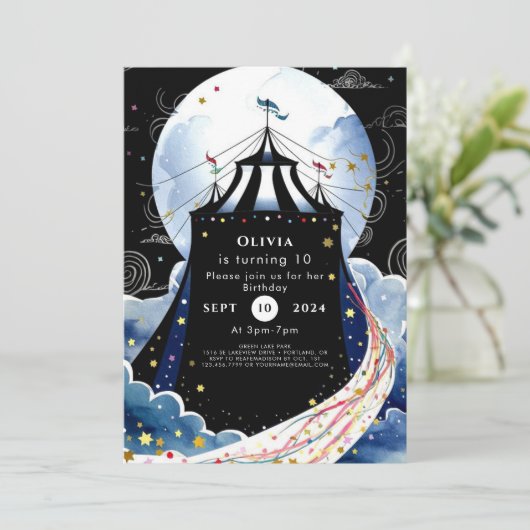 Waterverf betoverde circusverjaardag kaart (Staand voorkant)