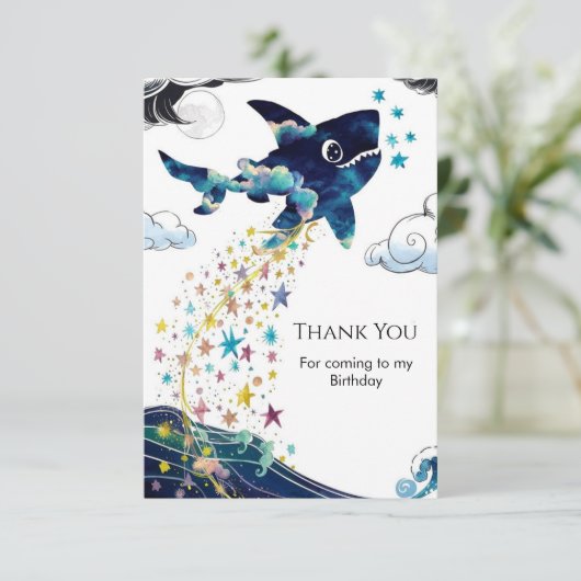 Waterverf Betoverde Deepsea Shark Verjaardag Bedankkaart (Staand voorkant)