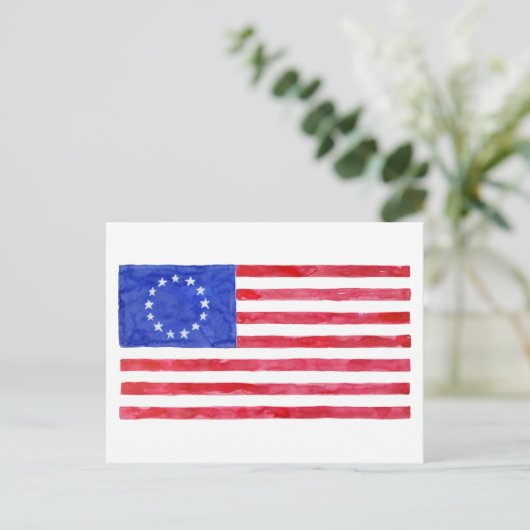 Waterverf Betsy Ross Flag Briefkaart (Staand voorkant)