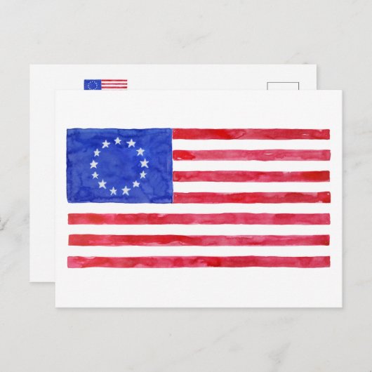 Waterverf Betsy Ross Flag Briefkaart (Voorkant / Achterkant)