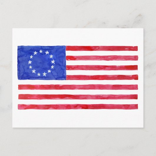 Waterverf Betsy Ross Flag Briefkaart (Voorkant)
