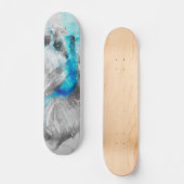 Waterverf Betta Fish Gray Blue Turquoise Persoonlijk Skateboard (Voorkant)