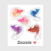 Waterverf Betta Fish Sticker (Vel)