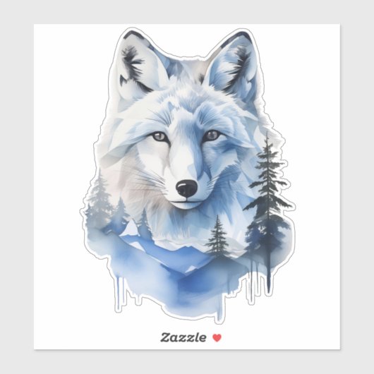 Waterverf Bevroren toendra Arctic Fox Sticker (Vel)