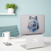 Waterverf Bevroren toendra Arctic Fox Sticker (Laptop op bureau)
